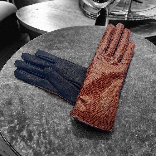 Kožené rukavice  hnědé - Velikost: 22