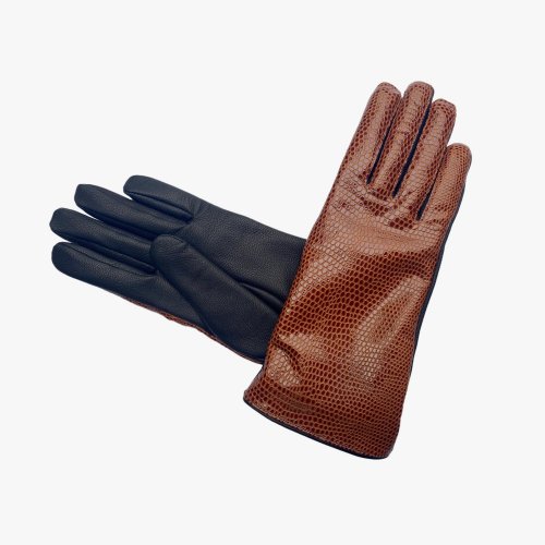 Kožené rukavice  hnědé - Velikost: 22