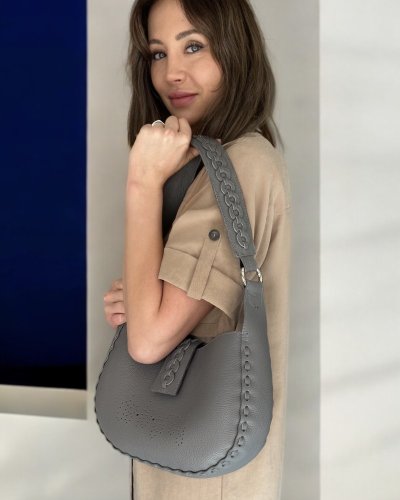 Umbra perforation Hobo bag - Barva: šedá zrnitá