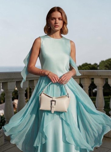 Scarlet / off White se stříbrnou sponou s drahokamy