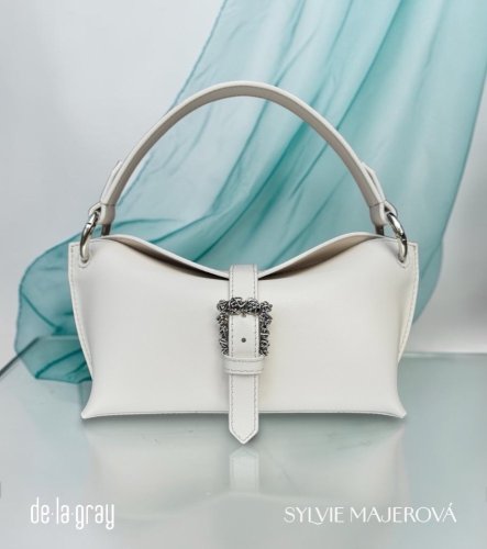 Scarlet / off White se stříbrnou sponou s drahokamy