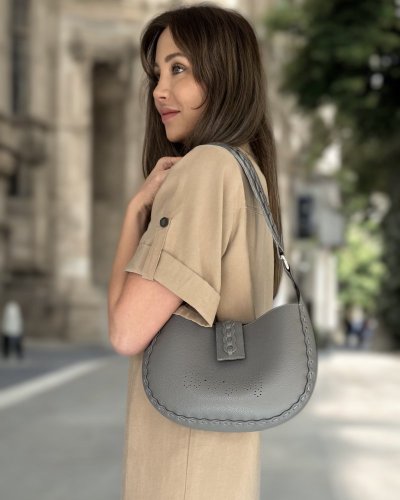 Umbra perforation Hobo bag - Barva: šedá zrnitá