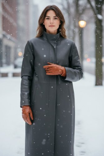 Kožené rukavice  hnědé - Velikost: 20