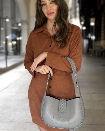 Umbra perforation Hobo bag - Barva: šedá zrnitá