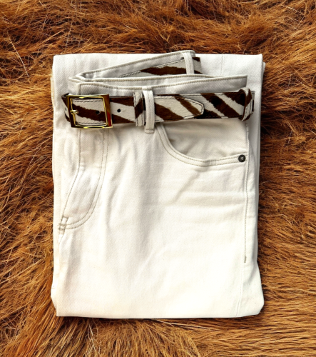 Luxusní opasek se srstí - hnědá zebra - Barva: hnědá zebra