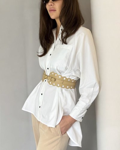 Opasek Vogue perforation - Barva: vanilková