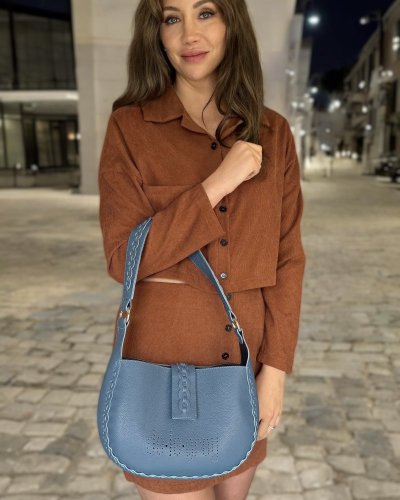 Umbra perforation Hobo bag - Barva: modrá zrnitá