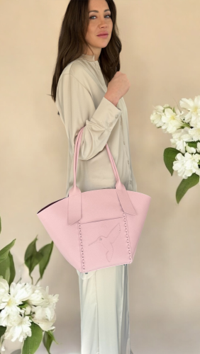 Tote Bella Large s kolibříkem - Barva: pudr růžová