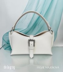 Scarlet / off White se stříbrnou sponou s drahokamy