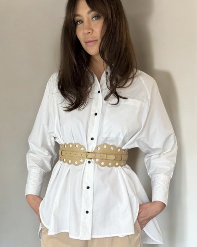 Opasek Vogue perforation - Barva: vanilková