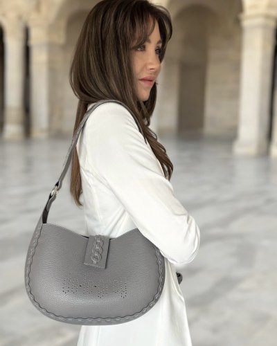Umbra perforation Hobo bag - Barva: šedá zrnitá
